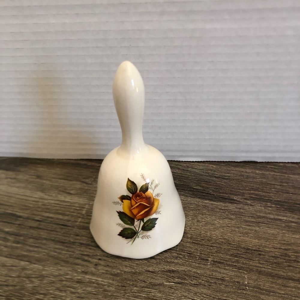 Vtg Ceramic Bell with Rose Design